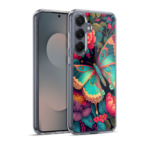 JK Stewart Art Butterfly And Flowers Soft Gel Case for Samsung Galaxy S25+ & MagSafe