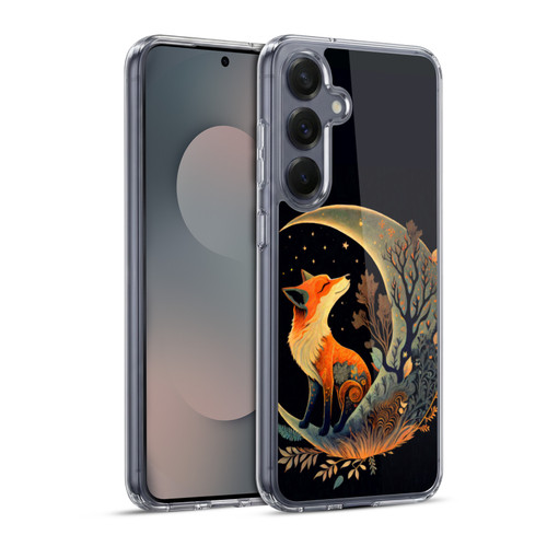 JK Stewart Art Fox On Crescent Moon Soft Gel Case for Samsung Galaxy S25+ & MagSafe