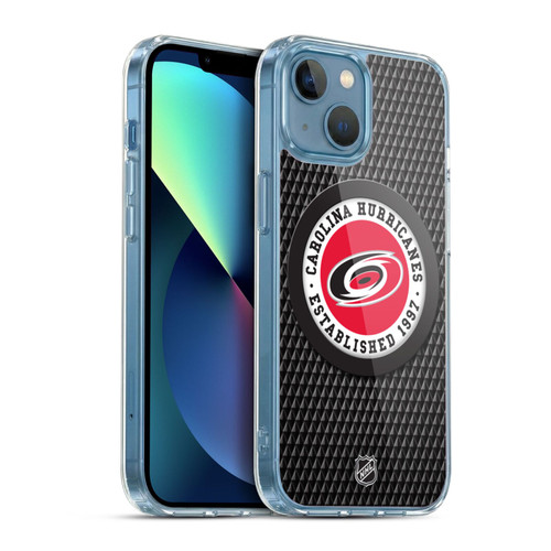 NHL Carolina Hurricanes Puck Texture Soft Gel Case for Apple iPhone 13 Mini & MagSafe