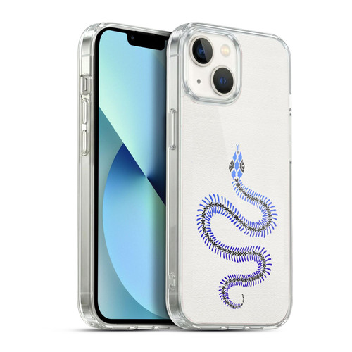 Cat Coquillette Animals Blue Ombre Snake Skeleton Soft Gel Case for Apple iPhone 13