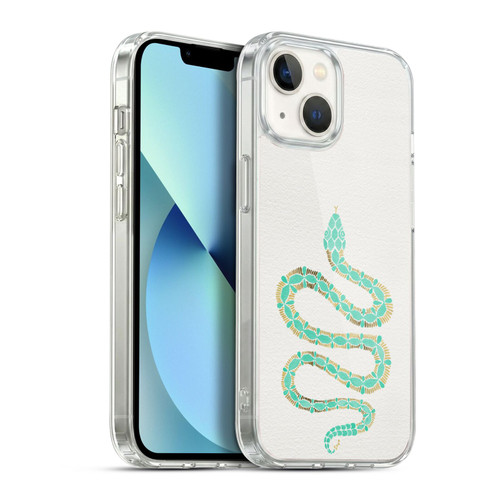 Cat Coquillette Animals Snake Mint Soft Gel Case for Apple iPhone 13