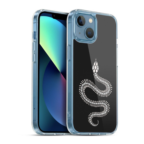 Cat Coquillette Animals White Ombre Snake Skeleton Soft Gel Case for Apple iPhone 13 Mini & MagSafe