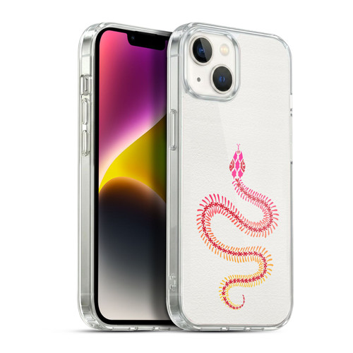 Cat Coquillette Animals Pink Ombre Snake Skeleton Soft Gel Case for Apple iPhone 14 Plus & MagSafe