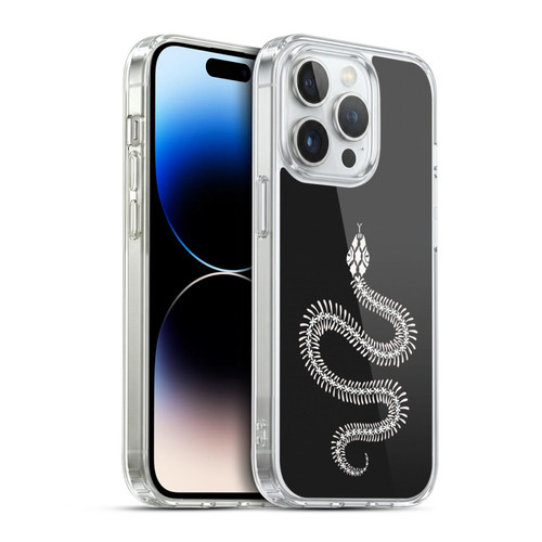 Cat Coquillette Animals White Ombre Snake Skeleton Soft Gel Case for Apple iPhone 14 Pro & MagSafe