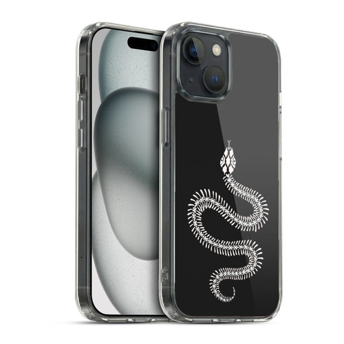 Cat Coquillette Animals White Ombre Snake Skeleton Soft Gel Case for Apple iPhone 15 & MagSafe