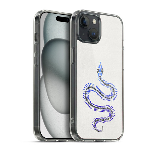Cat Coquillette Animals Blue Ombre Snake Skeleton Soft Gel Case for Apple iPhone 15 Plus & MagSafe