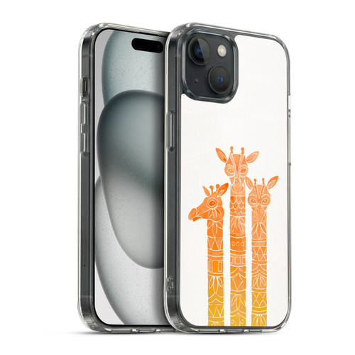 Cat Coquillette Animals Orange Ombre Giraffes Soft Gel Case for Apple iPhone 15 Plus & MagSafe