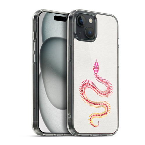 Cat Coquillette Animals Pink Ombre Snake Skeleton Soft Gel Case for Apple iPhone 15 Plus & MagSafe