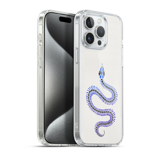 Cat Coquillette Animals Blue Ombre Snake Skeleton Soft Gel Case for Apple iPhone 15 Pro Max & MagSafe