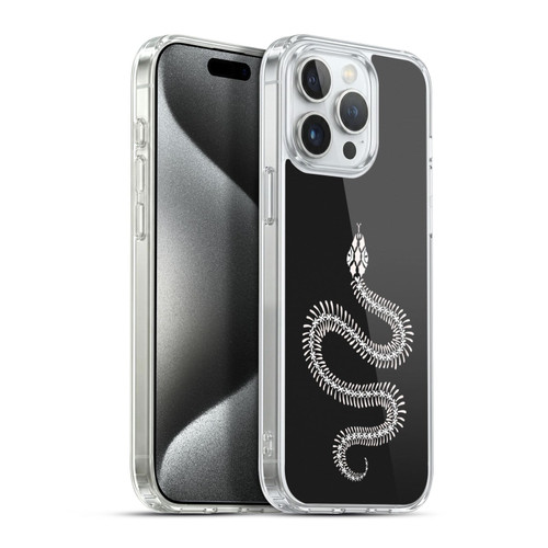 Cat Coquillette Animals White Ombre Snake Skeleton Soft Gel Case for Apple iPhone 15 Pro Max & MagSafe