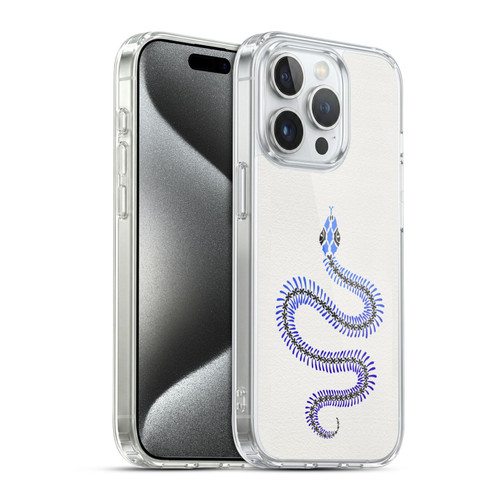 Cat Coquillette Animals Blue Ombre Snake Skeleton Soft Gel Case for Apple iPhone 15 Pro & MagSafe