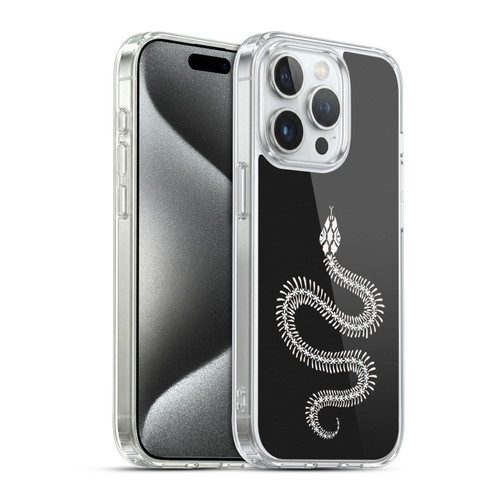 Cat Coquillette Animals White Ombre Snake Skeleton Soft Gel Case for Apple iPhone 15 Pro & MagSafe