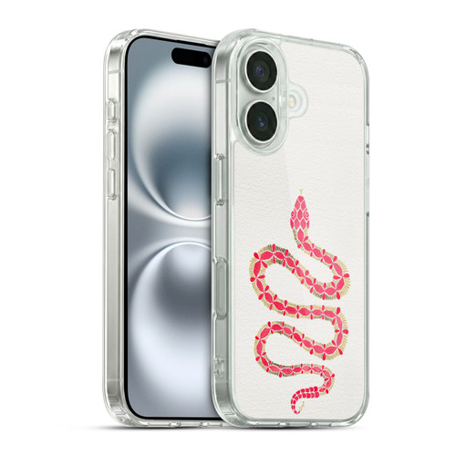 Cat Coquillette Animals Snake Pink Soft Gel Case for Apple iPhone 16 & MagSafe