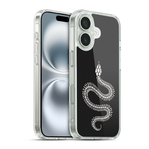 Cat Coquillette Animals White Ombre Snake Skeleton Soft Gel Case for Apple iPhone 16 & MagSafe