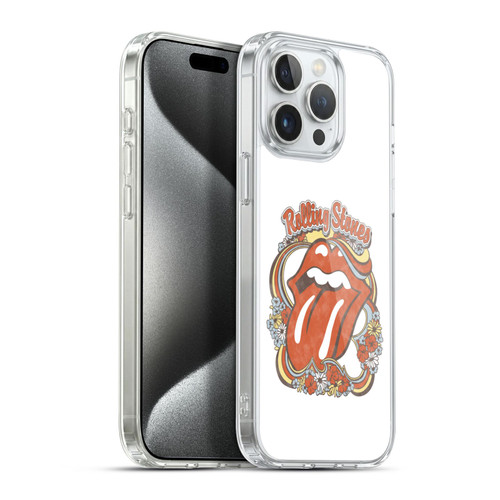 The Rolling Stones Graphics Flowers Tongue Soft Gel Case for Apple iPhone 15 Pro Max & MagSafe