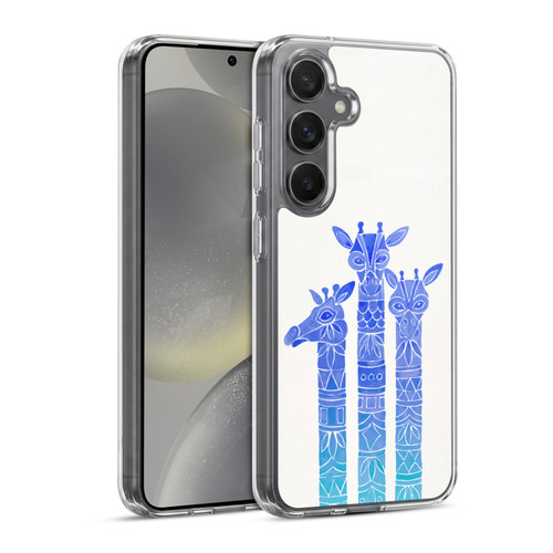 Cat Coquillette Animals Blue Ombre Giraffes Soft Gel Case for Samsung Galaxy S24 5G & MagSafe