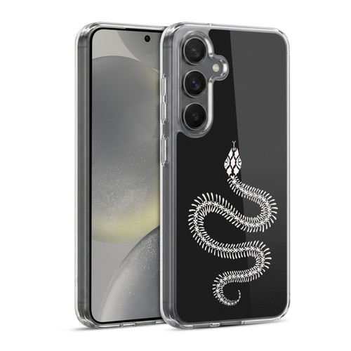 Cat Coquillette Animals White Ombre Snake Skeleton Soft Gel Case for Samsung Galaxy S24 5G & MagSafe