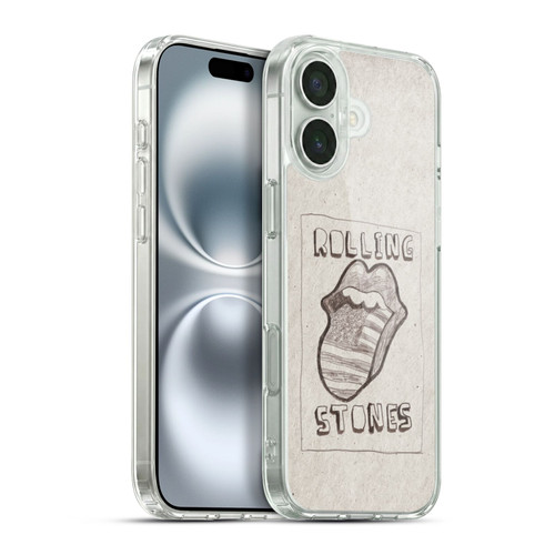 The Rolling Stones Graphics Sketch USA Flag Soft Gel Case for Apple iPhone 16 Plus & MagSafe