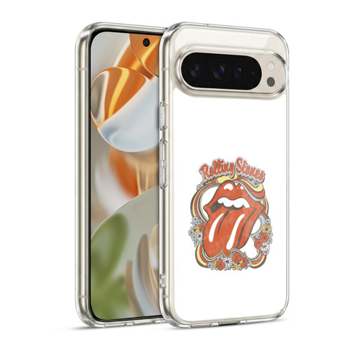The Rolling Stones Graphics Flowers Tongue Soft Gel Case for Google Pixel 9 / Pixel 9 Pro