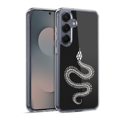 Cat Coquillette Animals White Ombre Snake Skeleton Soft Gel Case for Samsung Galaxy S25 & MagSafe