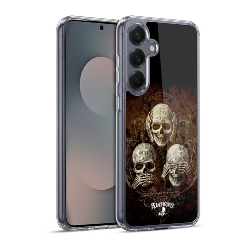 Alchemy Gothic Skull No Evil Three Skull Soft Gel Case for Samsung Galaxy S25+ & MagSafe