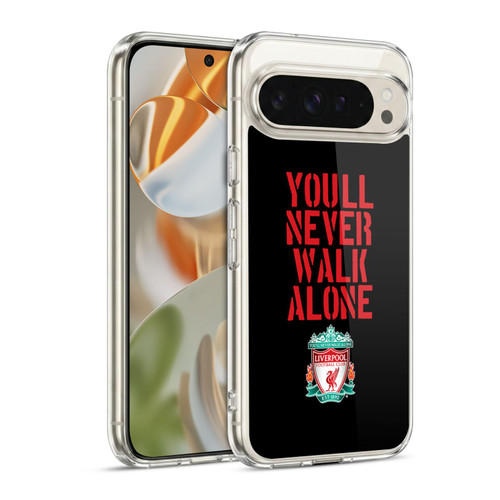 Liverpool Football Club Crest You'Ll Never Walk Alone Stencil Black Soft Gel Case for Google Pixel 9 / Pixel 9 Pro
