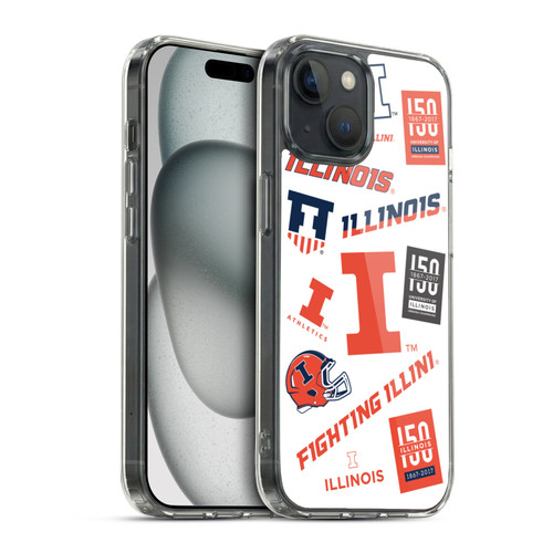 University Of Illinois U Of I University Of Illinois Art Sticker Type Soft Gel Case for Apple iPhone 15 & MagSafe