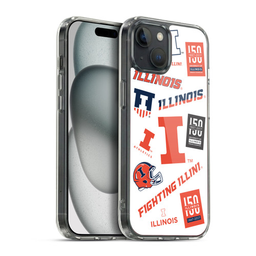 University Of Illinois U Of I University Of Illinois Art Sticker Type Soft Gel Case for Apple iPhone 15 Plus & MagSafe