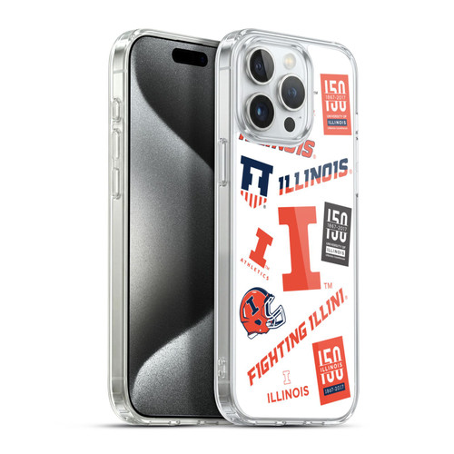 University Of Illinois U Of I University Of Illinois Art Sticker Type Soft Gel Case for Apple iPhone 15 Pro Max & MagSafe