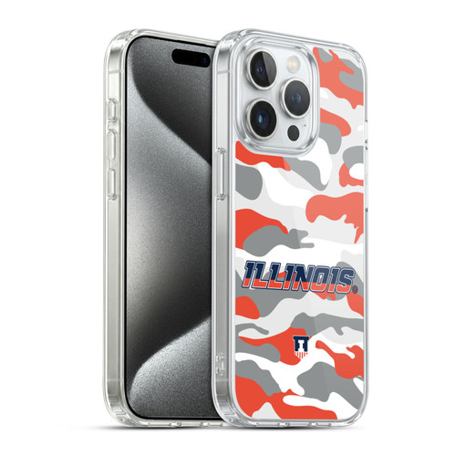 University Of Illinois U Of I University Of Illinois Art Camou Full Color Soft Gel Case for Apple iPhone 15 Pro & MagSafe