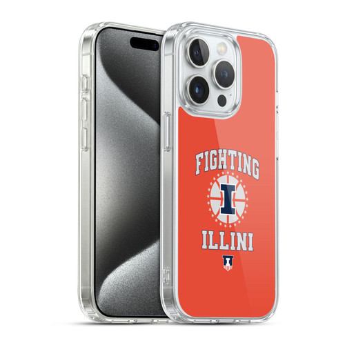 University Of Illinois U Of I University Of Illinois Art Fighting Illini 2 Soft Gel Case for Apple iPhone 15 Pro & MagSafe