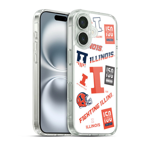 University Of Illinois U Of I University Of Illinois Art Sticker Type Soft Gel Case for Apple iPhone 16 & MagSafe
