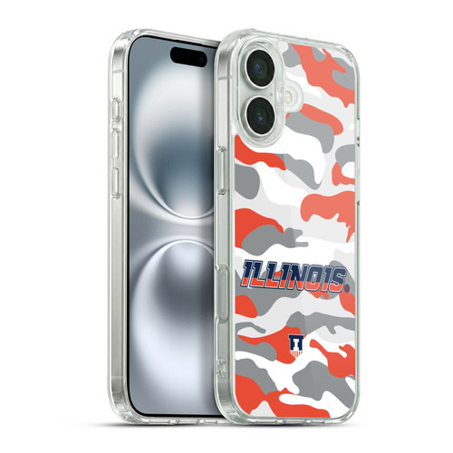 University Of Illinois U Of I University Of Illinois Art Camou Full Color Soft Gel Case for Apple iPhone 16 Plus & MagSafe