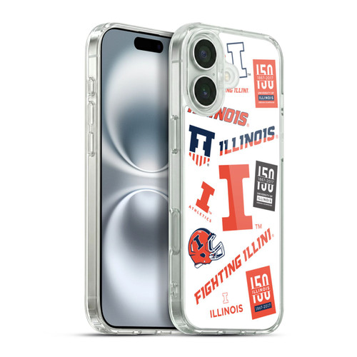 University Of Illinois U Of I University Of Illinois Art Sticker Type Soft Gel Case for Apple iPhone 16 Plus & MagSafe