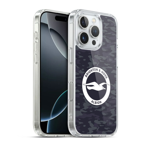 Brighton & Hove Albion F.C Logo Black Camou Soft Gel Case for Apple iPhone 16 Pro & MagSafe