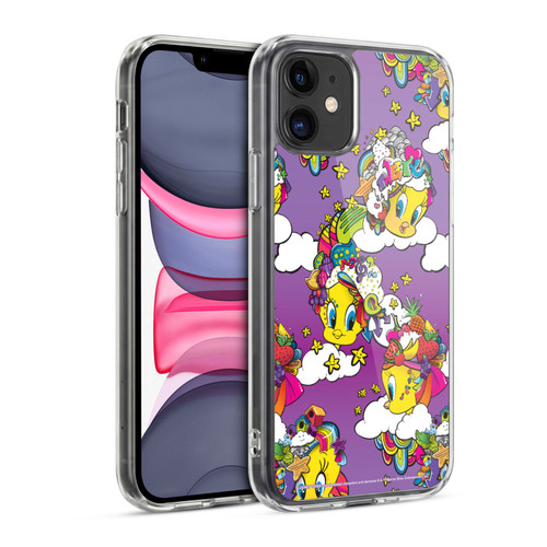 Looney Tunes Patterns Tweety Purple Soft Gel Case for Apple iPhone 11
