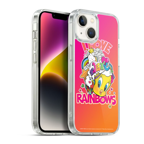Looney Tunes Patterns I Love Rainbow Soft Gel Case for Apple iPhone 14