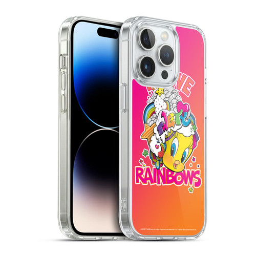 Looney Tunes Patterns I Love Rainbow Soft Gel Case for Apple iPhone 14 Pro & MagSafe