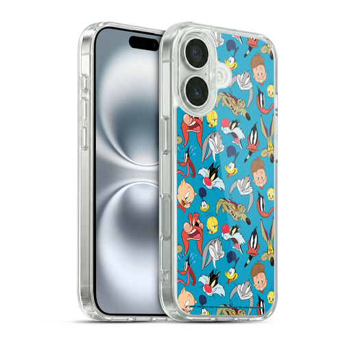 Looney Tunes Patterns Head Shots Soft Gel Case for Apple iPhone 16 & MagSafe