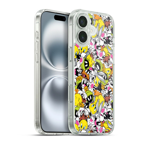 Looney Tunes Patterns Group Soft Gel Case for Apple iPhone 16 Plus & MagSafe