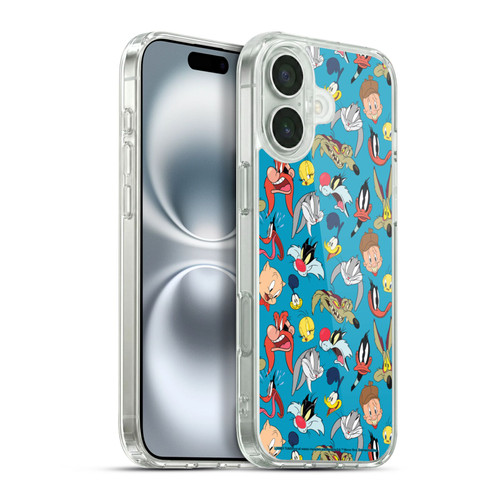 Looney Tunes Patterns Head Shots Soft Gel Case for Apple iPhone 16 Plus & MagSafe