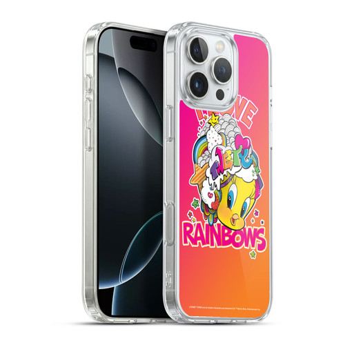 Looney Tunes Patterns I Love Rainbow Soft Gel Case for Apple iPhone 16 Pro Max & MagSafe