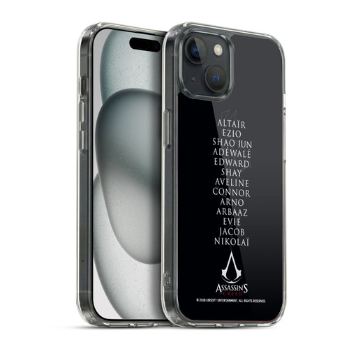 Assassin's Creed Legacy Typography Names Soft Gel Case for Apple iPhone 15 Plus & MagSafe