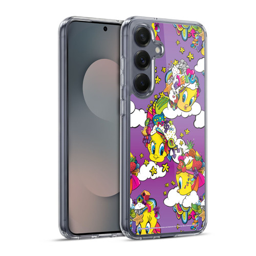 Looney Tunes Patterns Tweety Purple Soft Gel Case for Samsung Galaxy S25+ & MagSafe