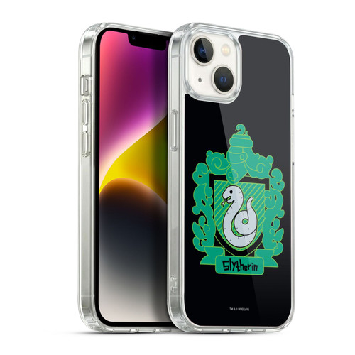 Harry Potter Deathly Hallows I Slytherin Crest Soft Gel Case for Apple iPhone 14 Plus & MagSafe