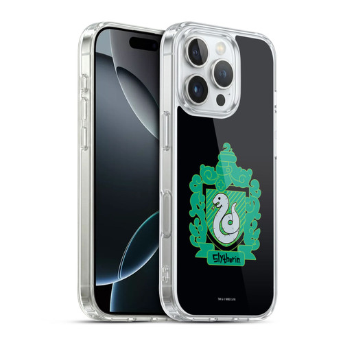 Harry Potter Deathly Hallows I Slytherin Crest Soft Gel Case for Apple iPhone 16 Pro & MagSafe