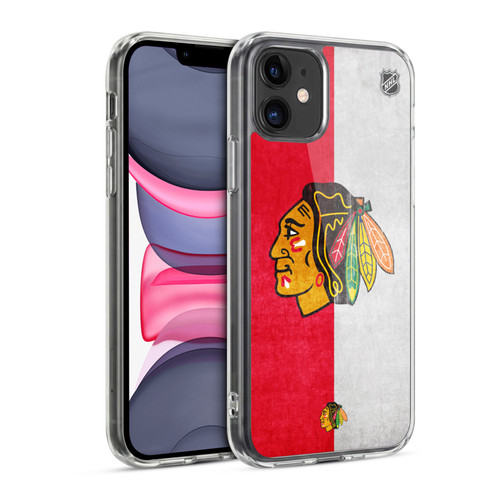 NHL Chicago Blackhawks Half Distressed Soft Gel Case for Apple iPhone 11
