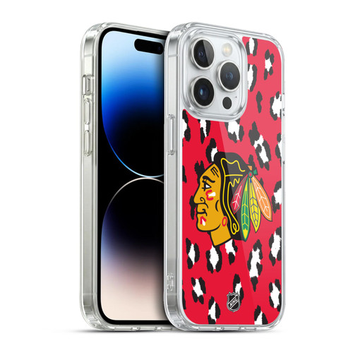 NHL Chicago Blackhawks Leopard Patten Soft Gel Case for Apple iPhone 13 Pro & MagSafe