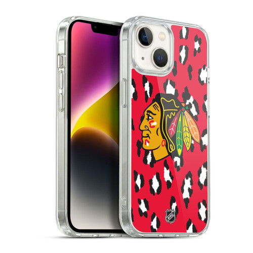 NHL Chicago Blackhawks Leopard Patten Soft Gel Case for Apple iPhone 14