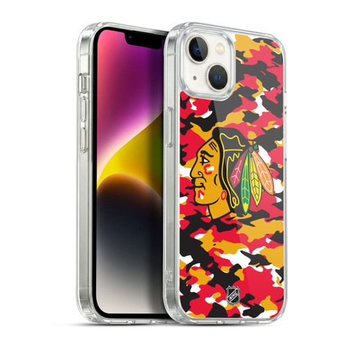 NHL Chicago Blackhawks Camouflage Soft Gel Case for Apple iPhone 14 Plus & MagSafe